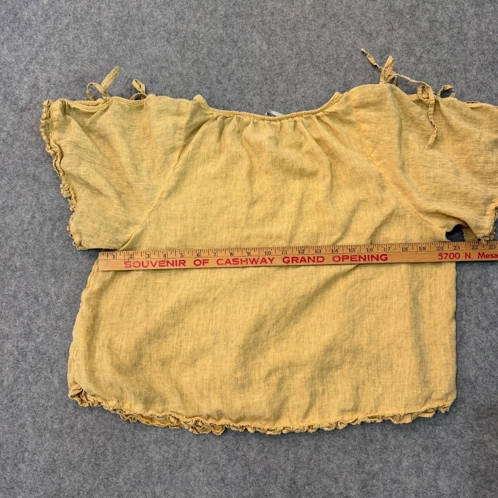We The Free People Sunrise Yellow Linen Lilia Pintuck Top Women's Size Large